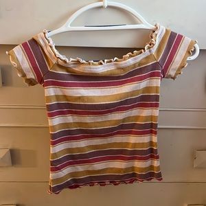 Aeropostale striped off-the-shoulder baby tee